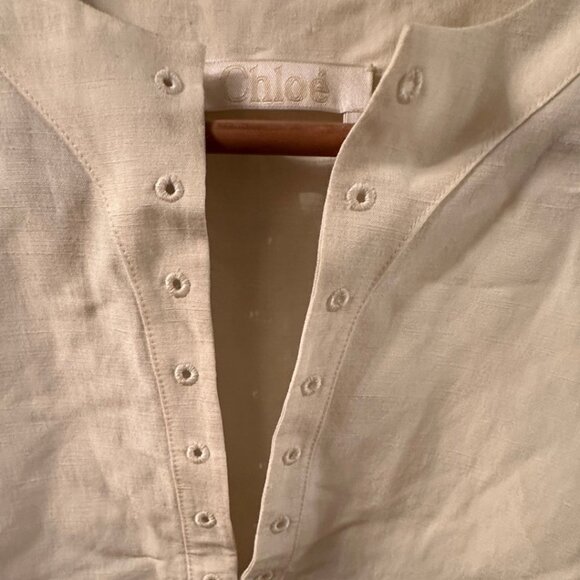 Chloé Linen And Silk Canvas Top In White 2021 Never Worn - Picture 6 of 9